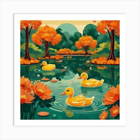 Ducks In The Pond 17 Art Print