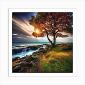 Tree By The Sea Art Print