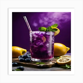 Purple Drink With Lemon And Blueberries Art Print