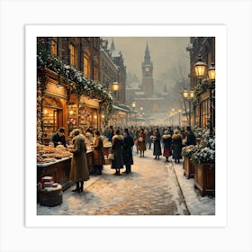 Victorian Christmas Market Art Print