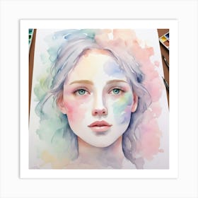 Watercolor Of A Girl 19 Art Print