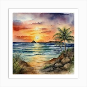 Sunset At The Beach Art Print