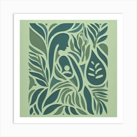 abstract green leafs Art Print