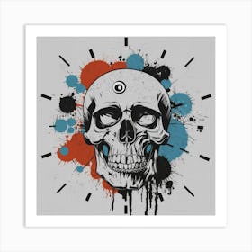 Skull With Paint Splatters Art Print