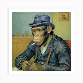 Monkey Smoking A Cigar Art Print