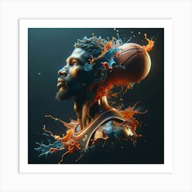 Basketball Player Splashing Water Art Print