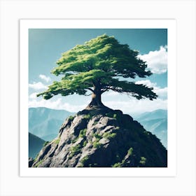 Tree On Top Of Mountain 1 Art Print