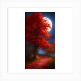 Full Moon In The Forest Art Print