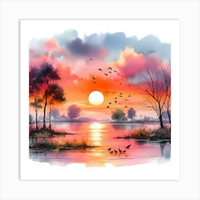 Sunset Painting 9 Art Print