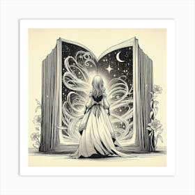 Magic book and girl 2 Art Print