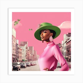 Woman In A Pink Hat 1 Art Print