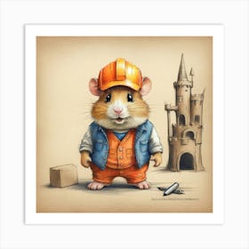 Mouse In Hard Hat Art Print