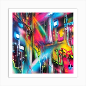 Neon City Art Art Print