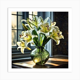 White Lilies In A Vase 1 Art Print