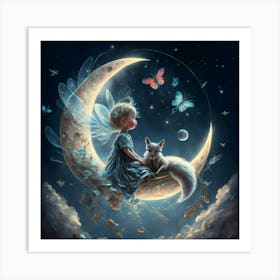 Fairy On The Moon 1 Art Print