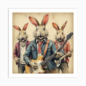 Rabbits Rock Art Print