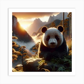 Panda In The Mountains  Art Print