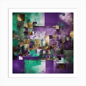 Abstract Painting, Made With Various Items, In The Style Of Collaged, Constructions, Color Splash, M (2) Art Print