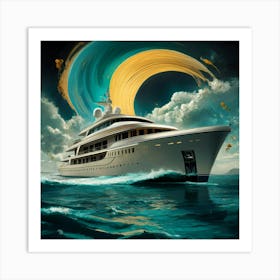 Yacht In The Ocean 10 Art Print