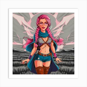 Girl With Pink Hair 4 Art Print