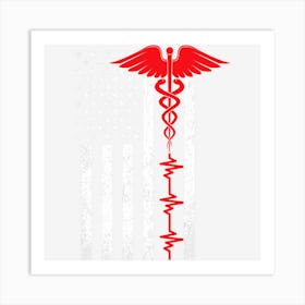 Thin Red Line Usa Flag Nurse Art Print