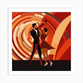 Art Deco inspired illustration of a couple dancing the Charleston Art Print