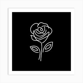 White Rose On A Black Background Art Print