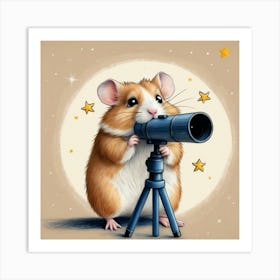 Hamster With Telescope 4 Art Print