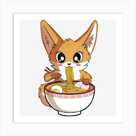 Limited Edition Kawaii Ramen Fox Japanese Noodles Anime Lover Art Print