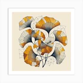 Geometric Art Tropical leaves of ginkgo biloba 2 Art Print