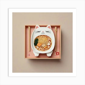 Cat Ramen Art Print