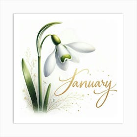 Snowdrop - January Birth Flower 1 Art Print