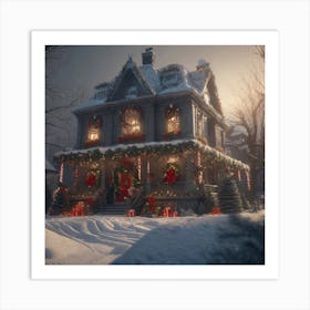 Christmas House Stock Videos & Royalty-Free Footage 3 Art Print