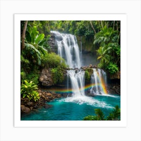 Rainbow Over Waterfall Art Print