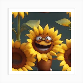 sunflower love coffee Art Print