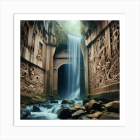 Waterfall In A Cave 8 Art Print