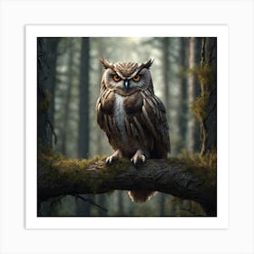 Owl In The Forest 143 Art Print