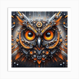 Owl With Gears Art Print