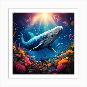 Firefly Colossal Sky Whale Amidst A Celestial Garden 75656 Art Print