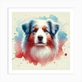 Watercolor Australian Shepherd 4 Art Print