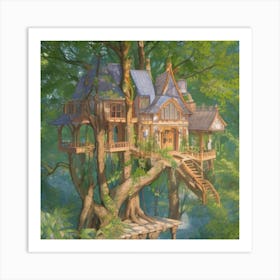 A stunning tree house that is distinctive in its architecture 4 Art Print