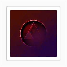 Geometric Neon Glyph on Jewel Tone Triangle Pattern 318 Art Print