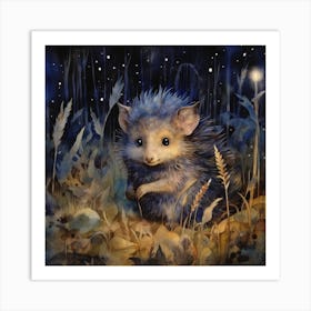 Whimsial Kids Cute Fantasy Hedgehog Art Print Art Print