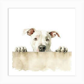 Dog Peeking Over A Wall 3 Art Print