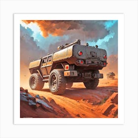 Military Vehicle In The Desert Art Print