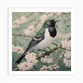 Ohara Koson Inspired Bird Painting Robin 3 Square Art Print
