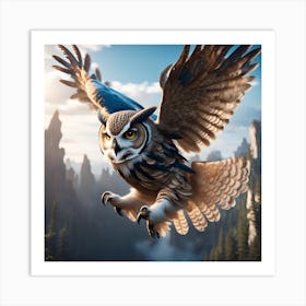 Owl In Flight Art Print