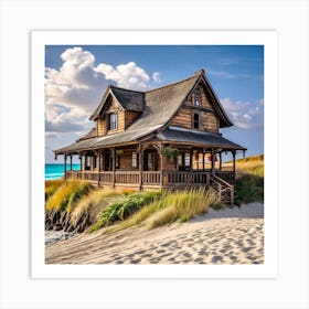 Cottage On The Beach Art Print