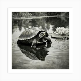 Turtle In Water 3 Art Print