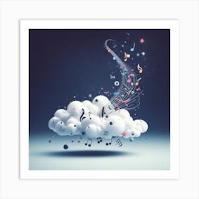 Music Notes On A Cloud Art Print